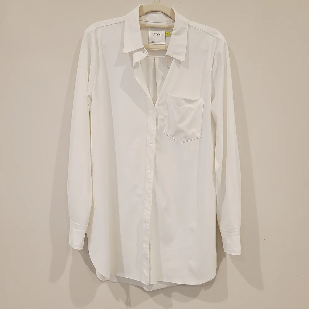 Lysse Schiffer White Button Down Stretch Long Sleeve Blouse - Picture 2 of 9